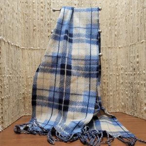Vintage Blue/Beige Plaid Men's Cashmere Scarf